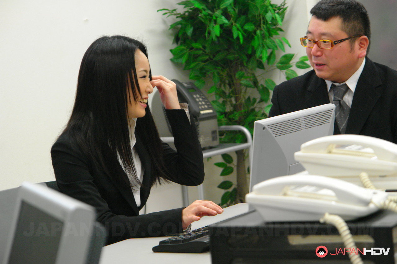 Asian office lady Ai Mizushima gets fingered & blow banged in the board room