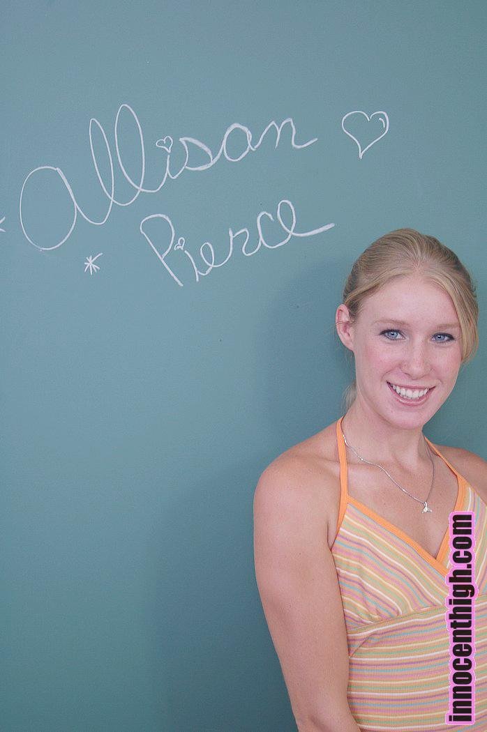 Slim student Allison Pierce flashes tiny tits & hot panty upskirt at school