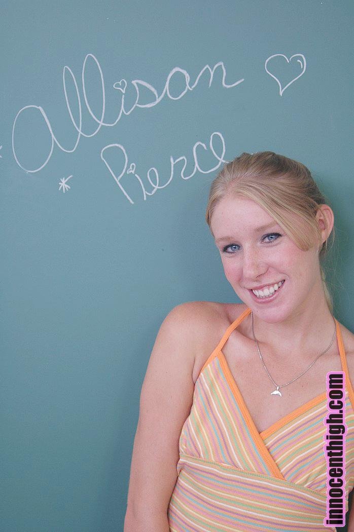 Slim student Allison Pierce flashes tiny tits & hot panty upskirt at school