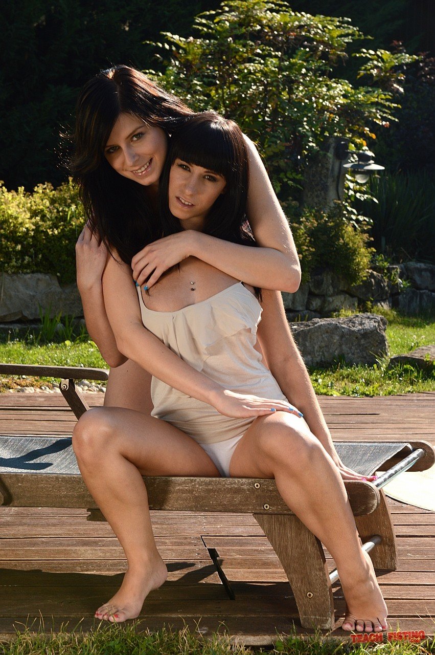 Lesbians Daniella Rose & Brenda enjoy naughty fisting and licking outdoors