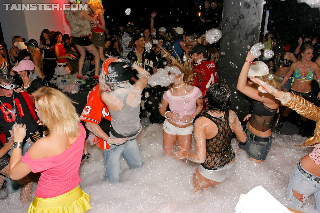 Fuckable chicks spending some good time at the wild foam party