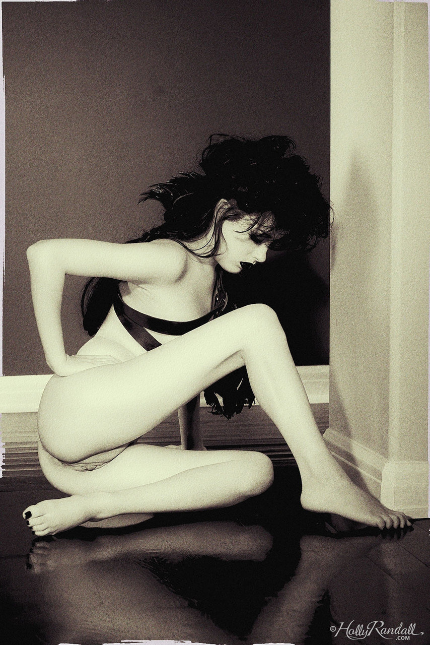 Goth model Heather Joy goes barefoot during black and white shoot