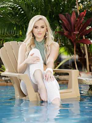 Blake Blossom gets naked in tropical swimming pool
