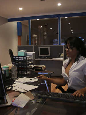 Latina secretary Abella Anderson has her big tits licked & gets boned at work