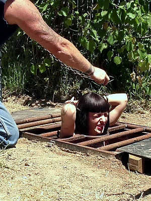 Sex slave Abigail Dupree is put thru the wringer by her Master in the outdoors