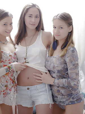 Young Czech hotties Parvin, Sasha and Zarina undressing each other