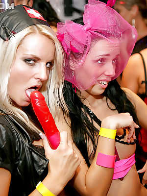 Lecherous sluts exploring lesbian pleasures at the wild sex party