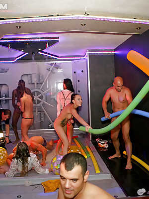 Lecherous european cum-gazzlers goung wild at the party with hung lads