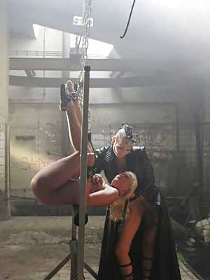 Dirty tied up bondage sluts get humiliated in the abandoned building