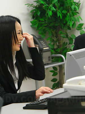 Asian office lady Ai Mizushima gets fingered & blow banged in the board room