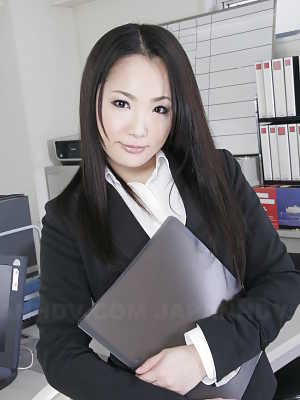 Japanese secretary Ai Mizushima models non nude at work in business attire