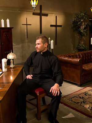 Slutty nun Maitresse Madeline Marlowe punishes and spanks a submissive priest