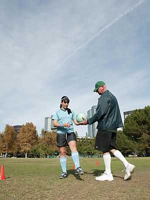 American female soccer player Alexa Jordan gets fucked by her old coach