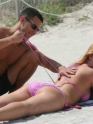 Horny local Latina Summer Alessandro asks a guy to help her with bikini