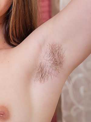 Euro teen Alya Shon shows furry crotch & hairy armpits while doing exercise