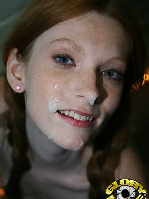 Redhead Amelia Rose goes 1 on 1 with a BBC & takes a facial at a gloryhole