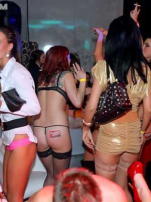 Drunk girls turn into cum craving sluts inside a nightclub