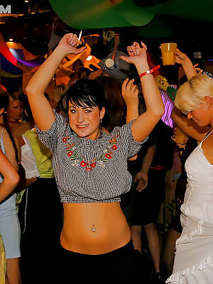 Liberated european gals spend some good time at the drunk party