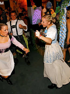 Liberated european gals spend some good time at the drunk party