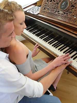 Petite blonde teen Angel Emily gets fucked hard by her piano teacher