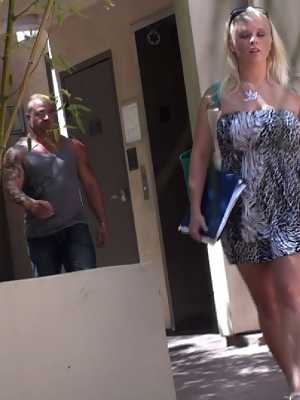 Blonde Angel Vain unwillingly flashes curves in public due sexual assault