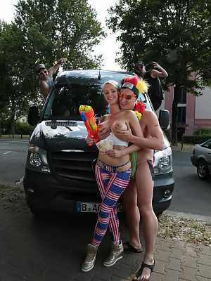 Hot German blonde gets banged and swallows cum in the back of a van