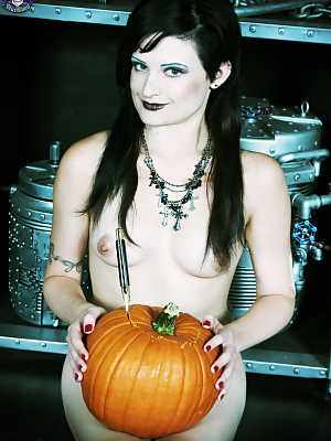 Classic Naked Goth Babe Carving Halloween Pumpkin