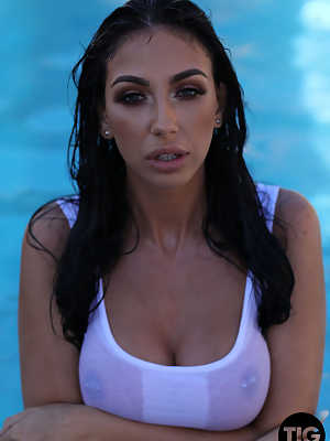 Gorgeous British model Anya Leigh gets wet and teases with her big breasts