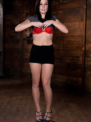 Leggy brunette Aria Aspen flaunts her great ass in a hot striptease