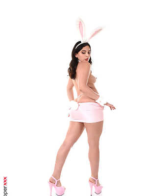 Hot Latina chick Ariana Van X toys her pussy while wearing bunny ears