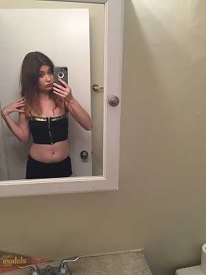 Petite teen Ariel Mc Gwire makes her nude modeling debut in bathroom selfies