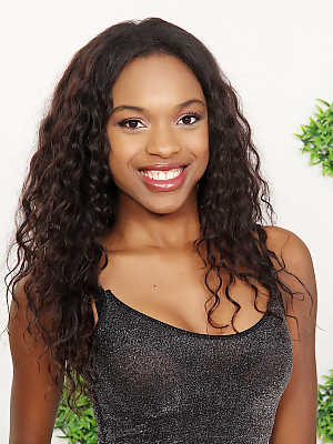 Ebony dime Armani Monae wears a nice smile while posing teen body in the nude