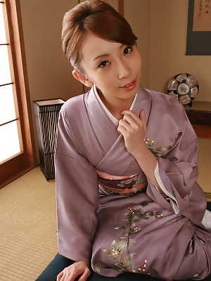 Asian wife Yui Saejima drops her robe and gets rammed by two guys