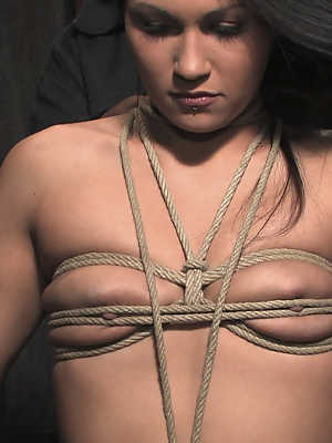 Man ties up with ropes two young girls Bella Rossi and Miss Jade Indica