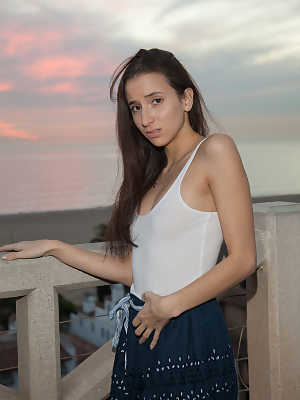 Teen girlfriend Belle Knox reveals her ass and poses in public at sunset