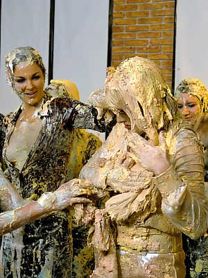 Ravishing european fetish ladies are into messy foodplay action