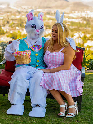 Chubby MILF doll Karen Fisher gets fucked by a perverted Easter bunny