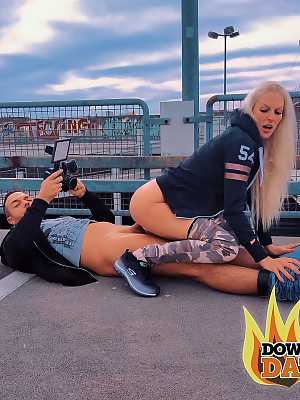 Skinny blonde German Cam Angel gets filmed during public sex action