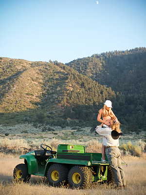 Slim blonde with tiny tits Cassie Courtland gets fucked in a back of an ATV