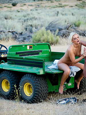 Slim blonde with tiny tits Cassie Courtland gets fucked in a back of an ATV