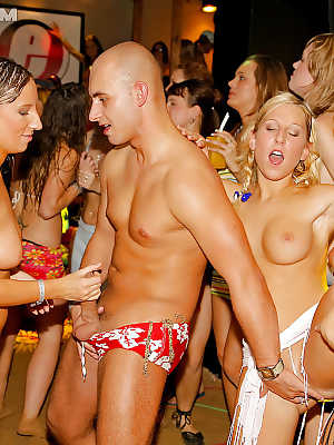 Lecherous ladies in bikinis have some groupsex fun at the wild party