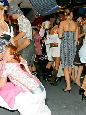 Wooing european MILFs enjoy a wild sex orgy at the night club party