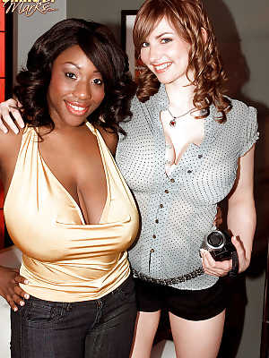 Christy Marks shooting on camera big black boobs of her sexy plump friend
