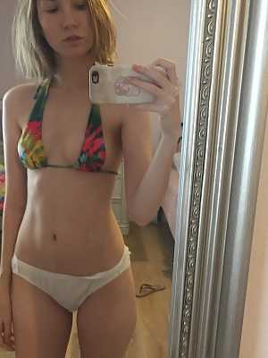 Delicious teen Claire posing for selfies in several hot outfits & bikinis