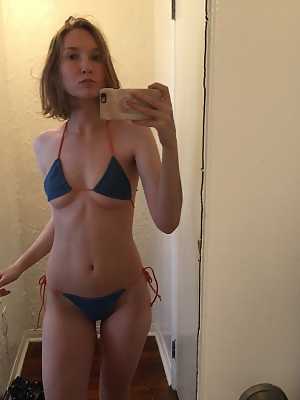 Delicious teen Claire posing for selfies in several hot outfits & bikinis