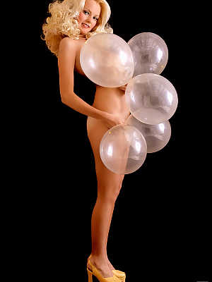 Pinup Playboy models flash their perky natural breasts at photo shoot