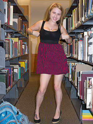 Redhead college girl Danica Ensley flashes her upskirt panties on campus