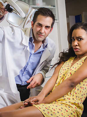 Hot black girl Demi Sutra and her dentist satisfy the need for a hard fuck