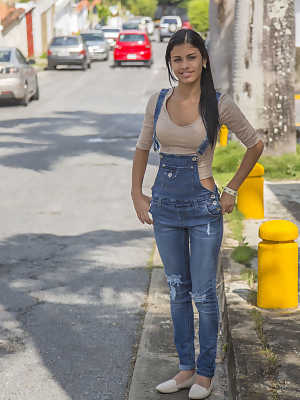 Sweet Latina teen Denisse Gomez flaunts her stunning figure in jeans