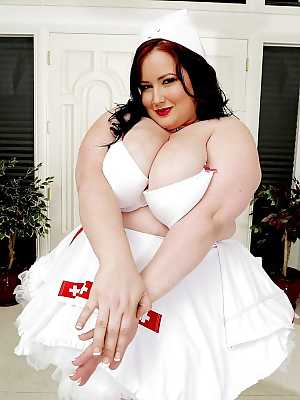 SSBBW Eliza nurse posing in heels and naughty nurse uniform